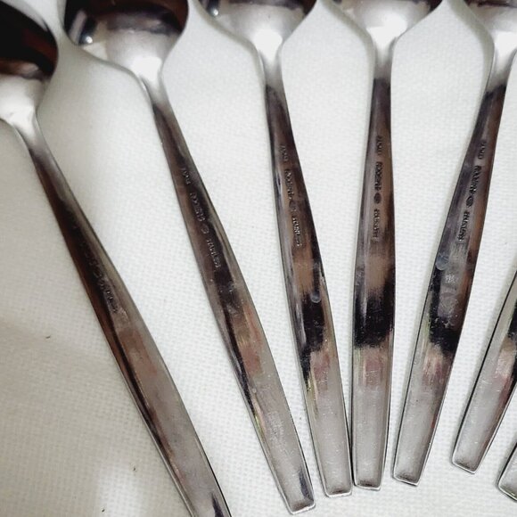 8 Stanley Roberts Rogers Stainless La Spana Soup Spoons 7" floral MCM flatware - Picture 7 of 13
